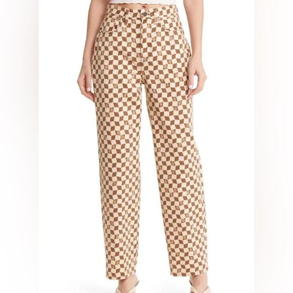 Madewell Checkered High Waisted Daisy Print Jeans Floral Pants Women’s 23 - Picture 1 of 14